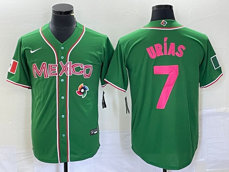 Men 2023 World Cub Mexico #7 Urias Green pink Nike MLB Jersey13